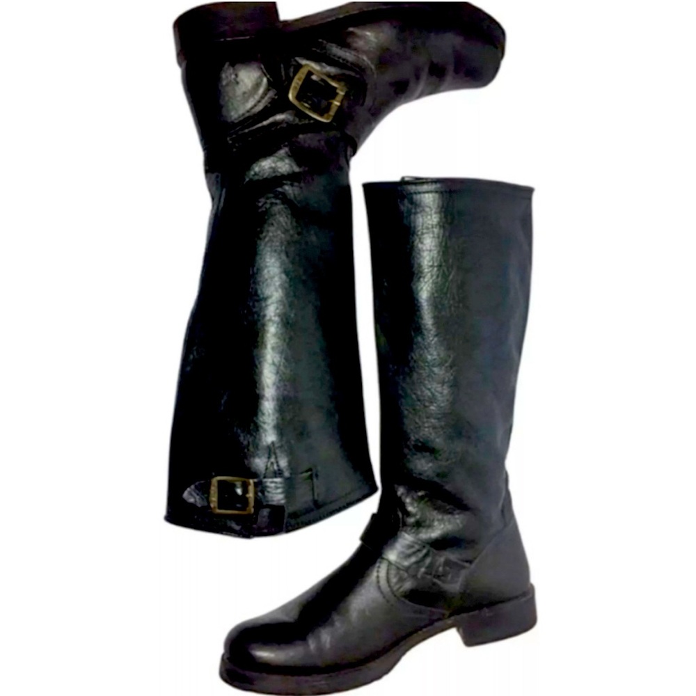 FRYE Veronica Slouch Black Leather Motorcycle Boots Women's Size 10